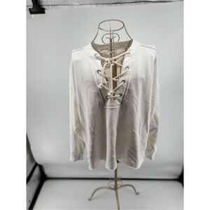 Aerie white lace up long sleeve pullover size XS